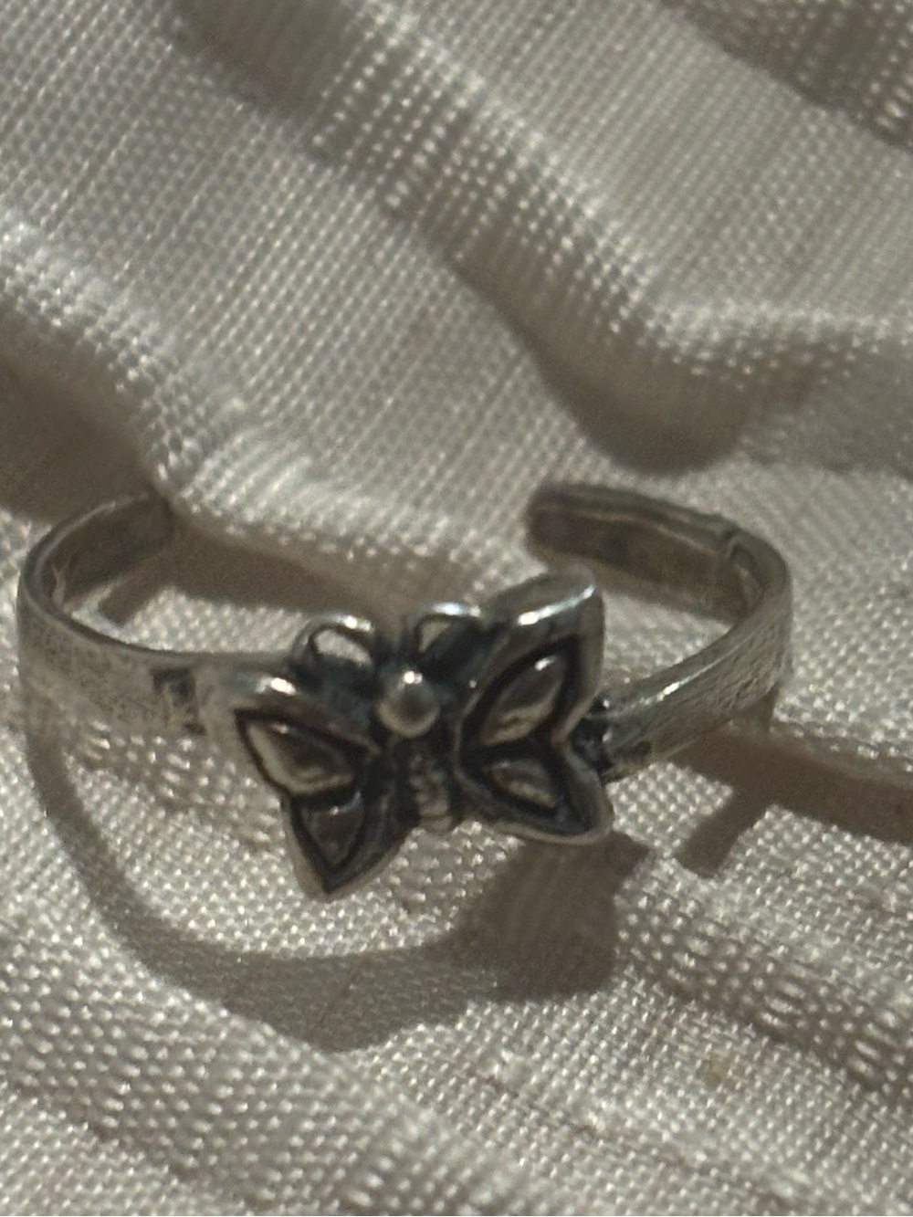 TOE RING .925 Sterling Silver Fine Jewelry Sz 5 Adjustable band ring BUTTERFLY